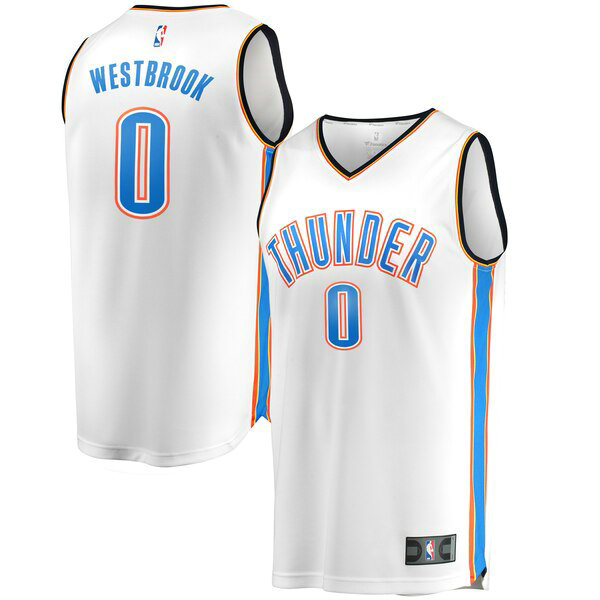 Maillot nba Oklahoma City Thunder Association Edition Homme Russell Westbrook 0 Blanc